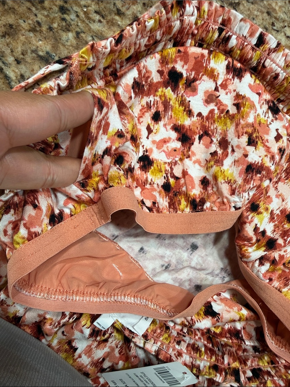 Soma WKND Coral/Pink Floral Dress Built In Bra w/Adjustable Straps size Medium - Picture 7 of 7